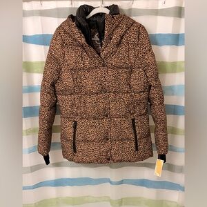 Michael Kors Woman’s Leopard Print Winter Puffer Jacket Quilted Size: M (R9)